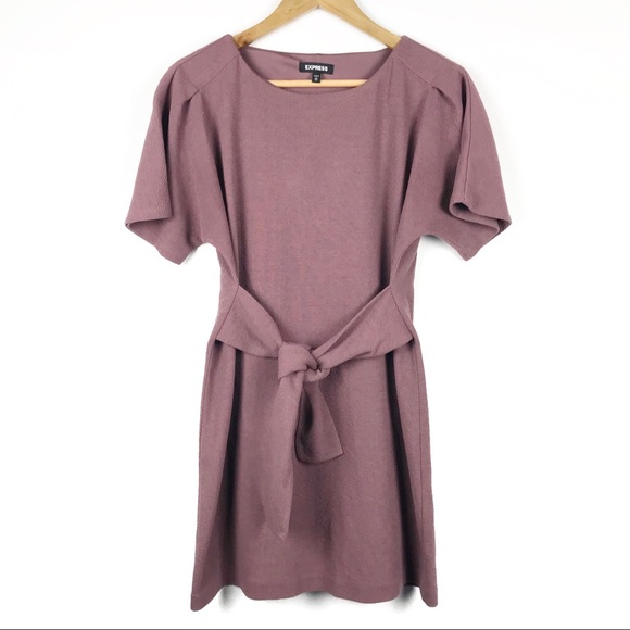 Express Dolman Sleeve Tie Waist Mauve Dress - Picture 2 of 9